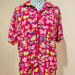 Charity Pink Butterflies Button Down